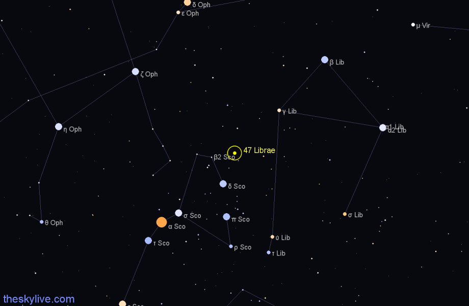 Finder chart 47 Librae star