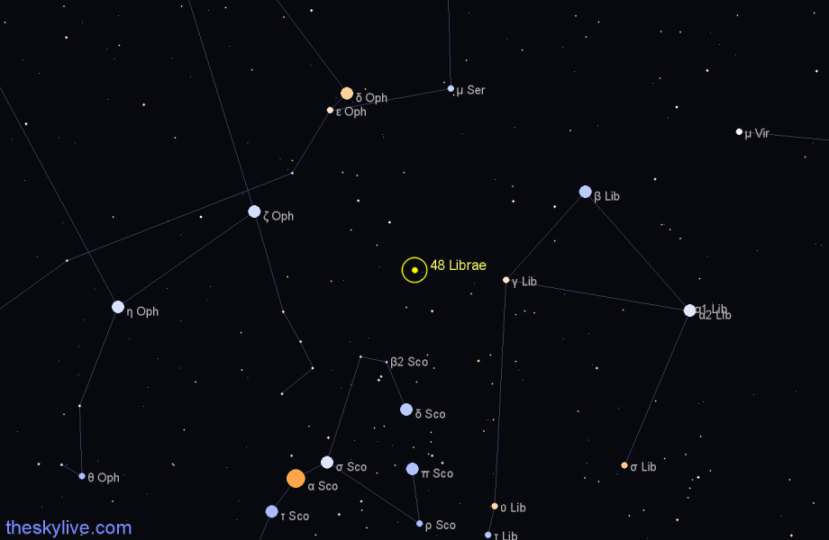 Finder chart 48 Librae star