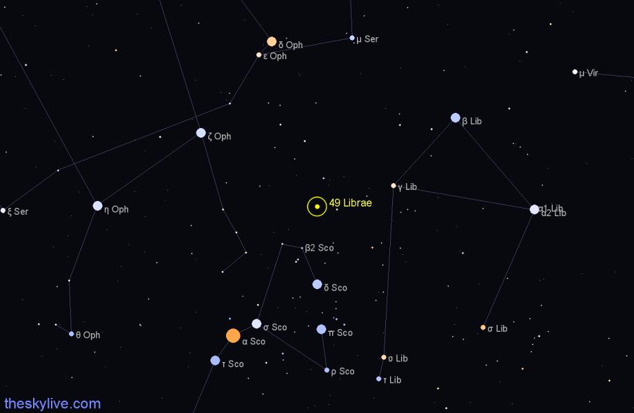 Finder chart 49 Librae star