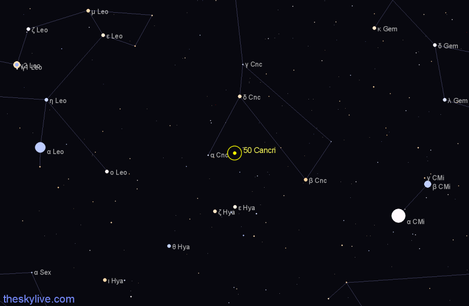Finder chart 50 Cancri star