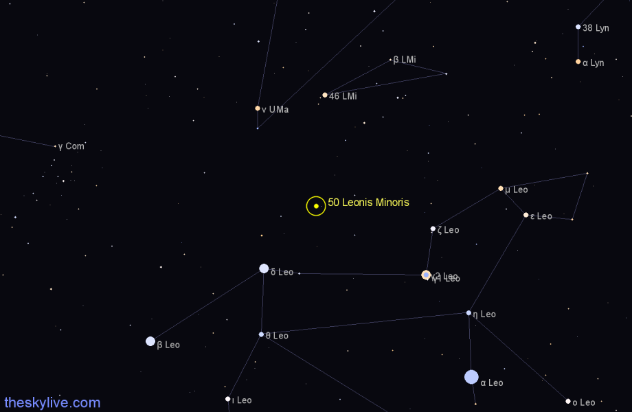 Finder chart 50 Leonis Minoris star