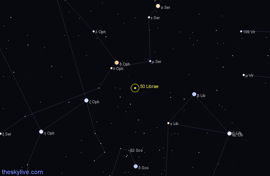Finder chart 50 Librae star