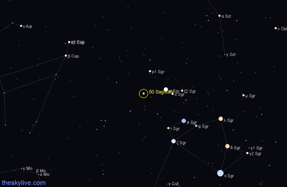 Finder chart 50 Sagittarii star