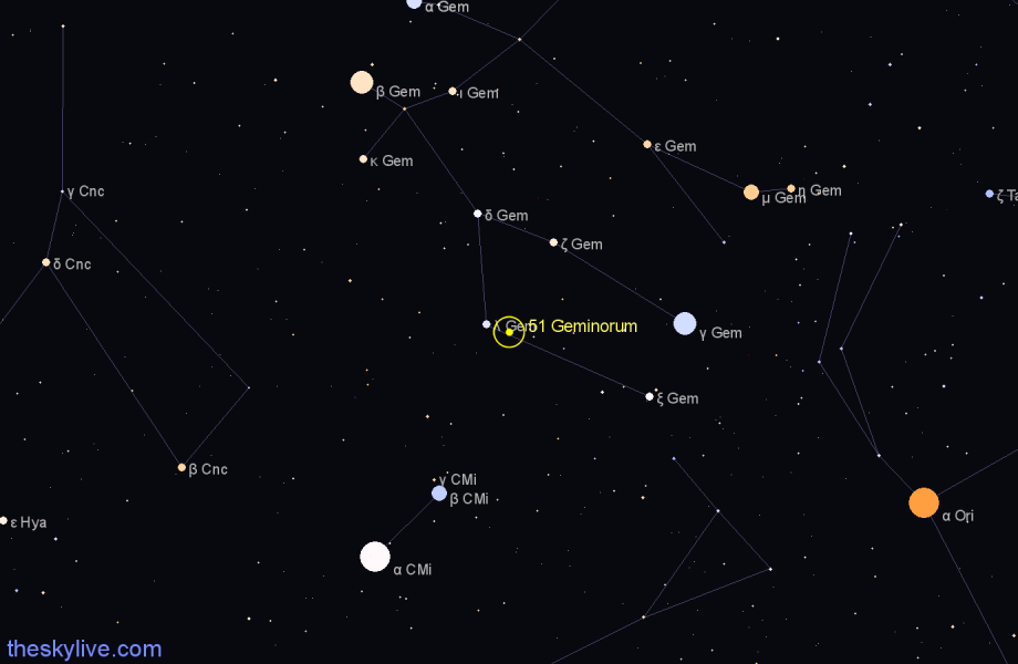 Finder chart 51 Geminorum star