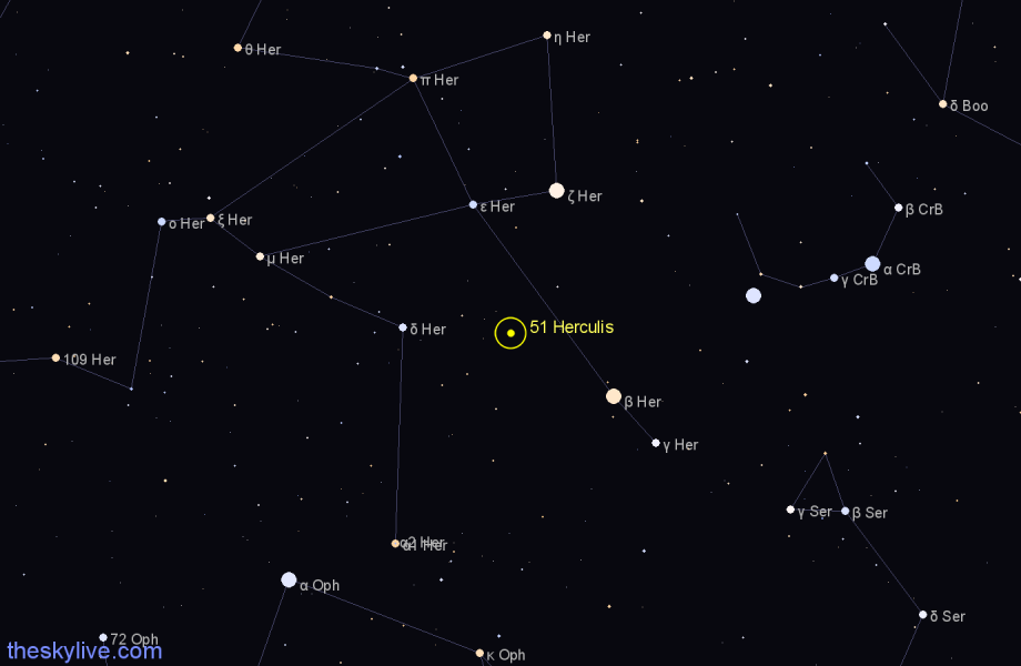 Finder chart 51 Herculis star