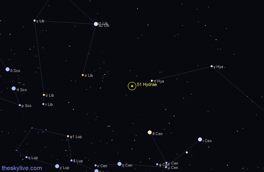 Finder chart 51 Hydrae star