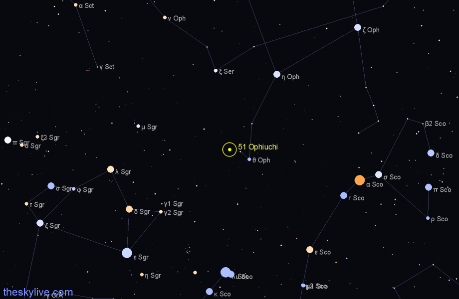Finder chart 51 Ophiuchi star