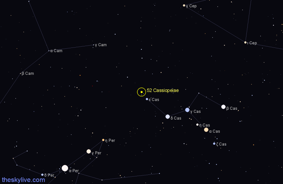 Finder chart 52 Cassiopeiae star