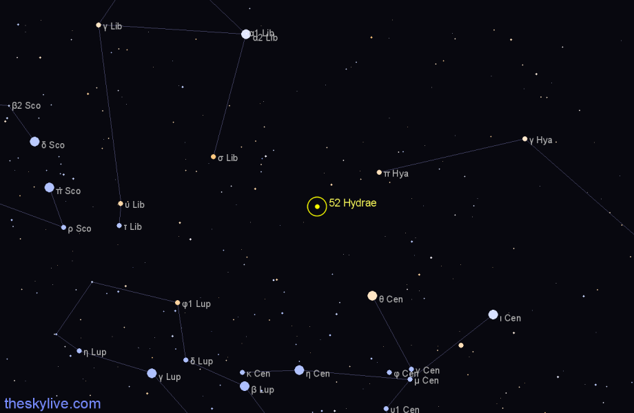 Finder chart 52 Hydrae star