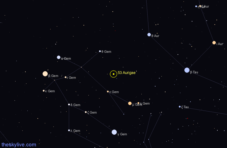 Finder chart 53 Aurigae star