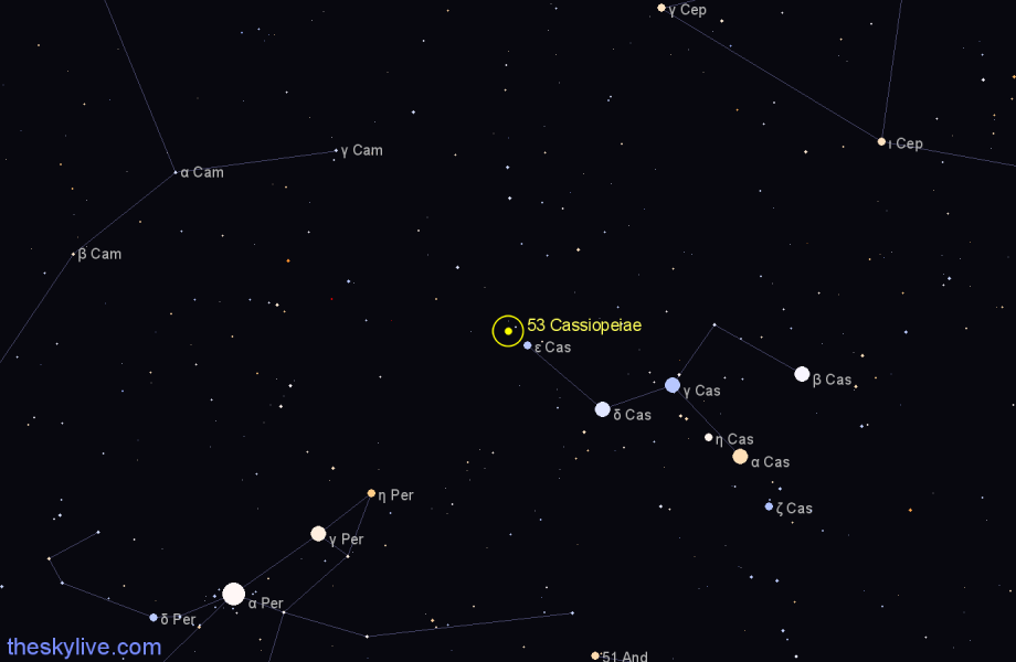 Finder chart 53 Cassiopeiae star