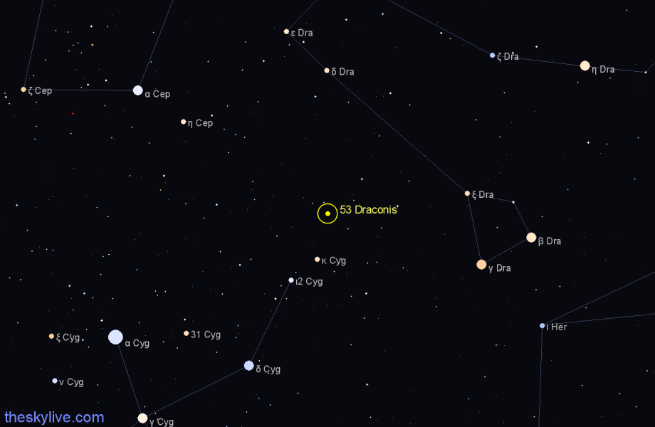 Finder chart 53 Draconis star