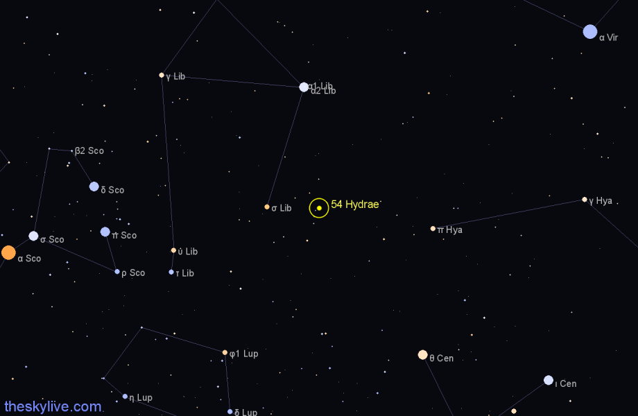 Finder chart 54 Hydrae star