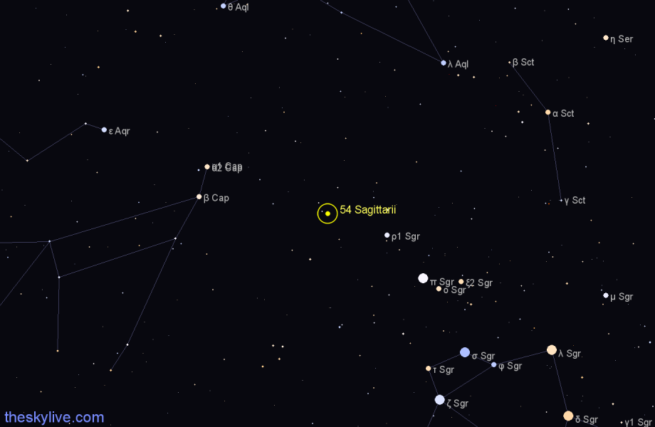 Finder chart 54 Sagittarii star