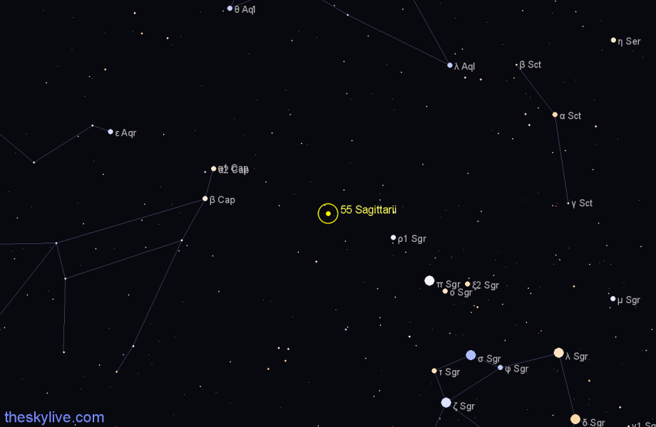 Finder chart 55 Sagittarii star