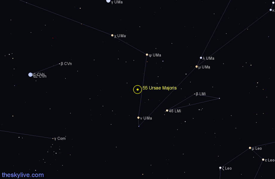 Finder chart 55 Ursae Majoris star