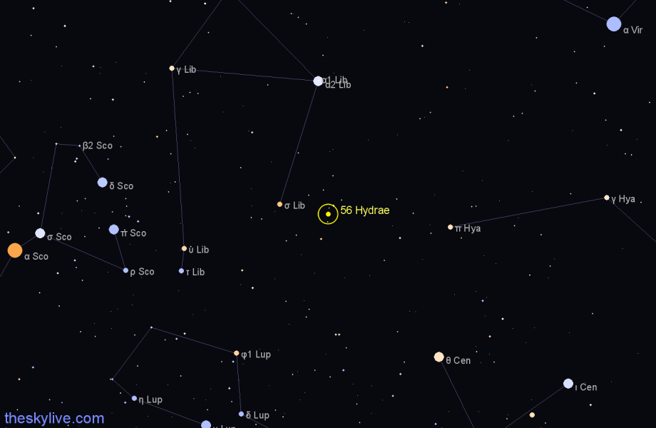 Finder chart 56 Hydrae star
