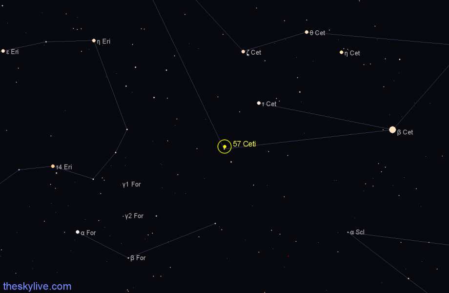 Finder chart 57 Ceti star