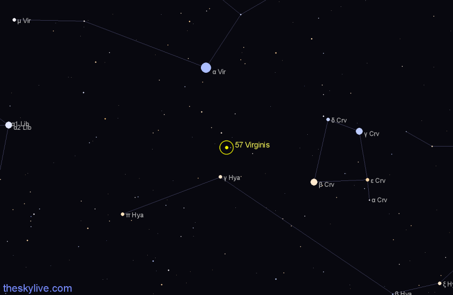 Finder chart 57 Virginis star
