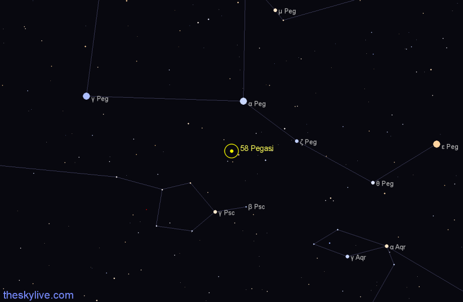 Finder chart 58 Pegasi star