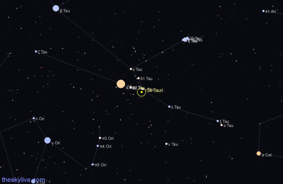 Finder chart 58 Tauri star