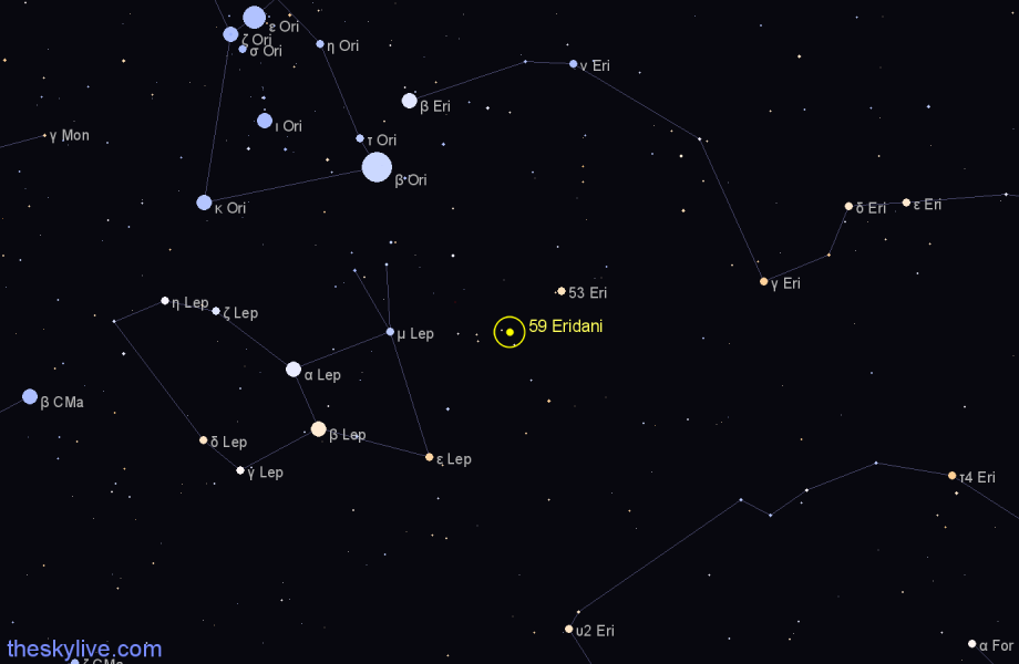 Finder chart 59 Eridani star