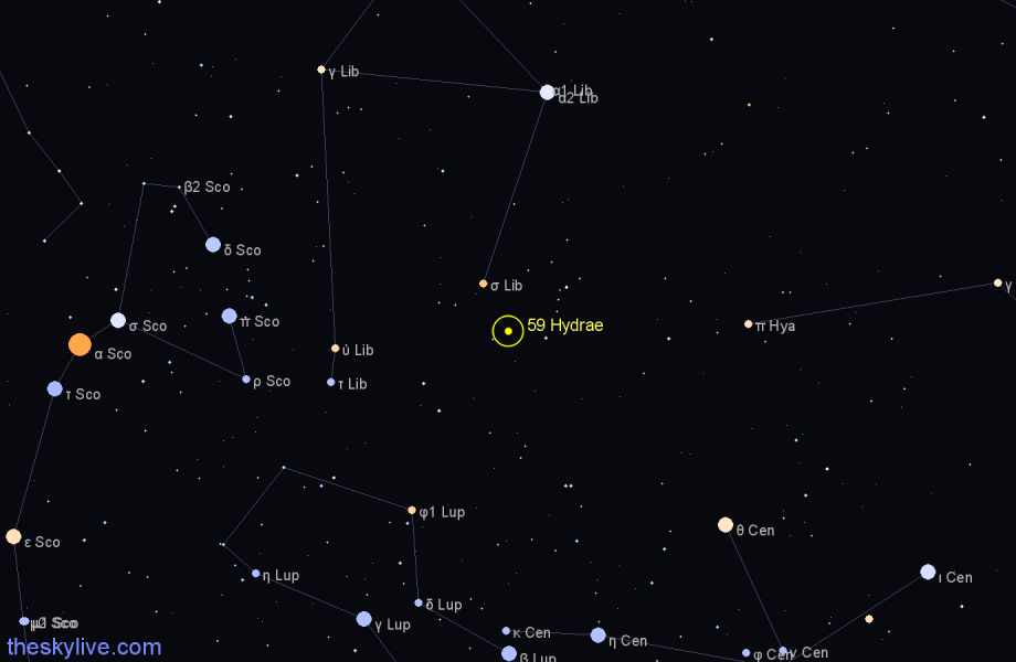 Finder chart 59 Hydrae star