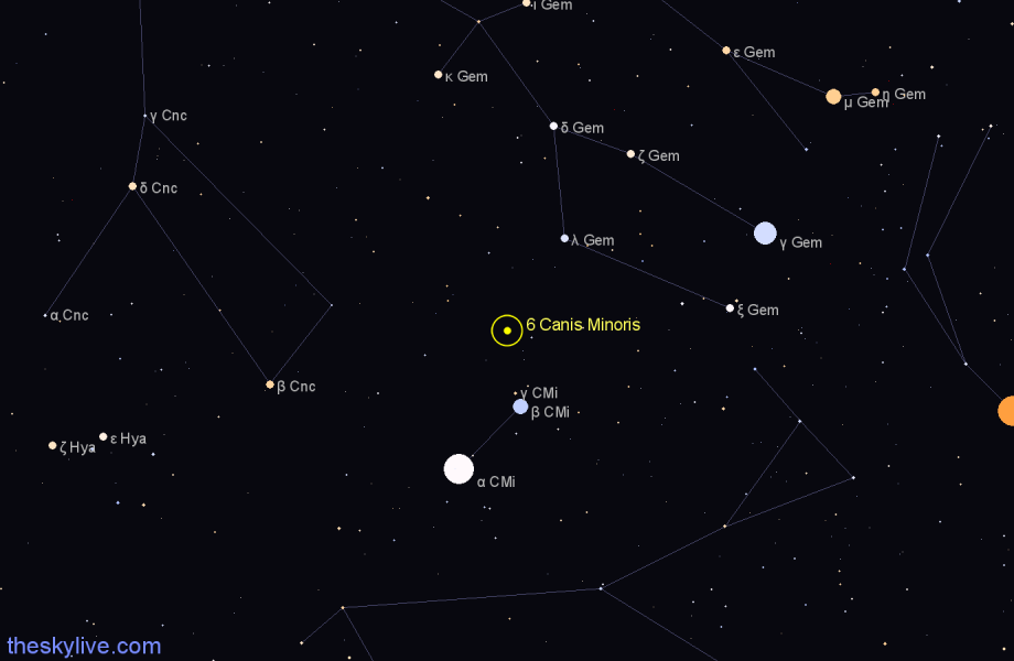 Finder chart 6 Canis Minoris star