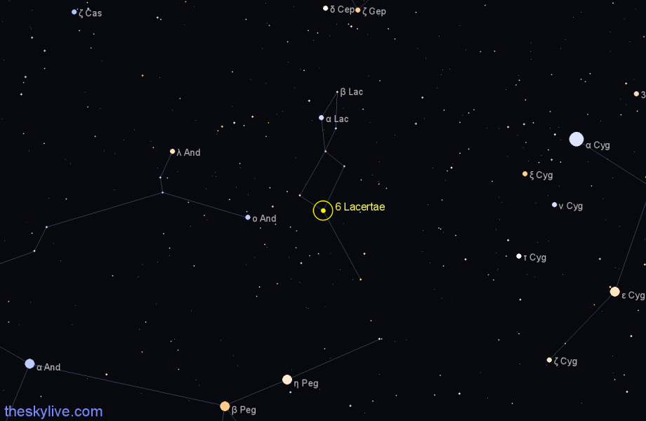 Finder chart 6 Lacertae star