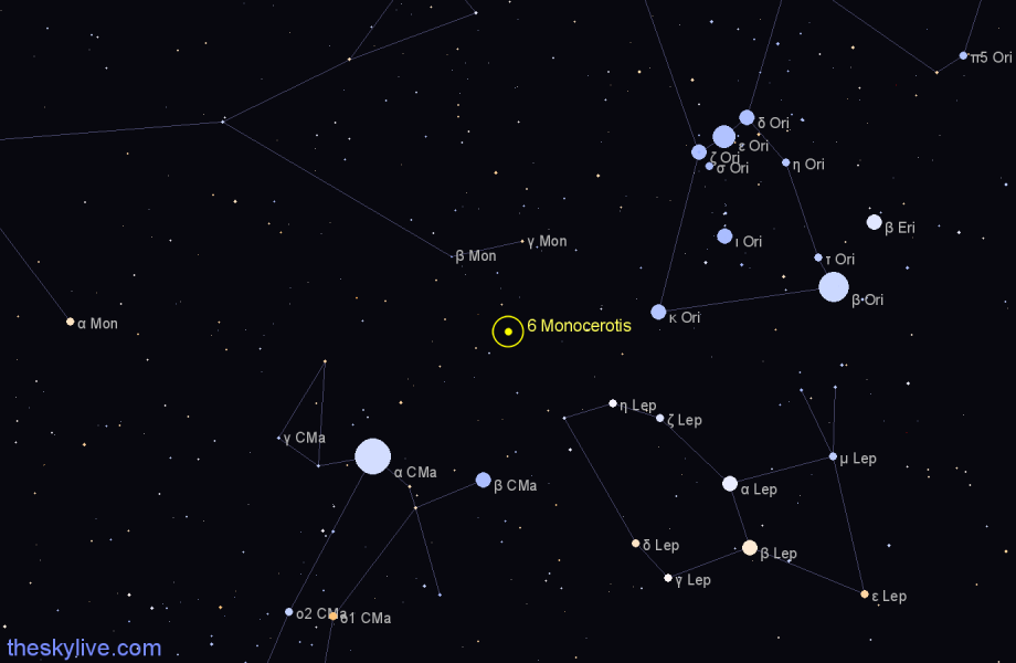 Finder chart 6 Monocerotis star
