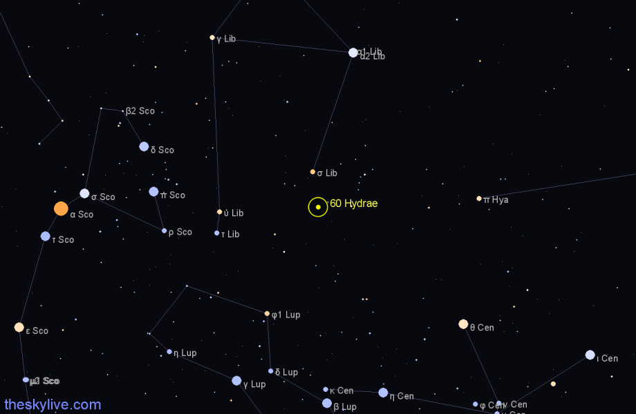 Finder chart 60 Hydrae star