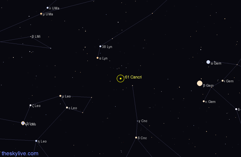 Finder chart 61 Cancri star