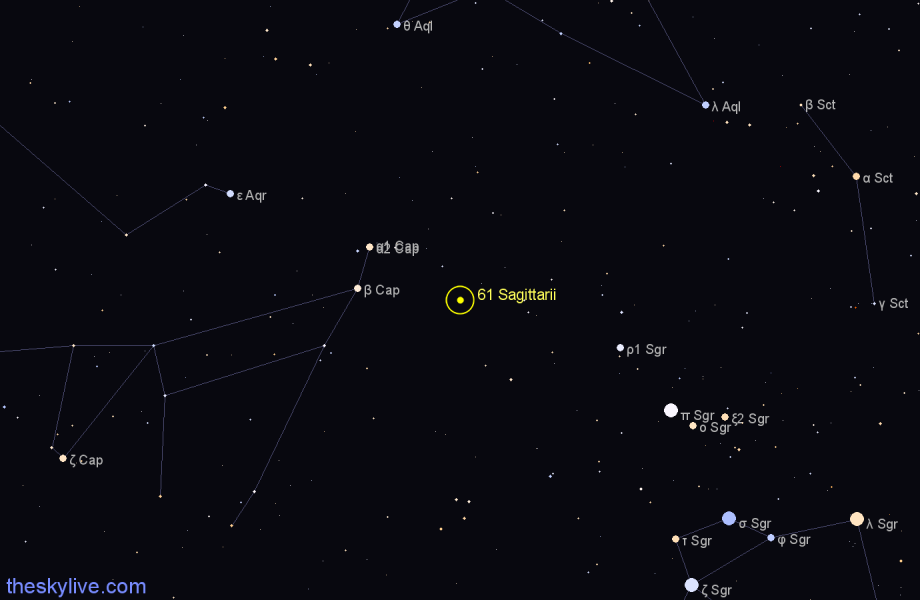 Finder chart 61 Sagittarii star