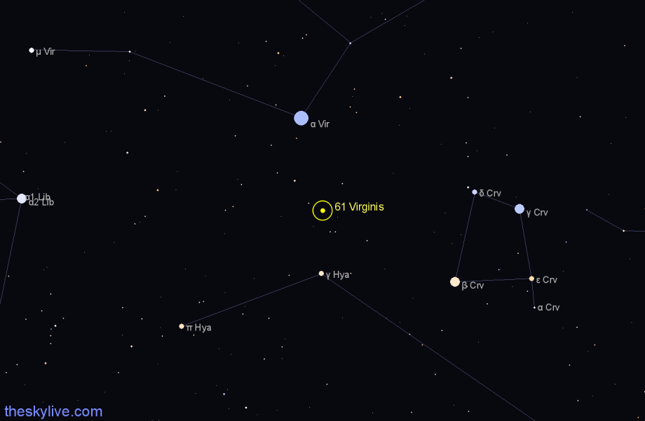 Finder chart 61 Virginis star