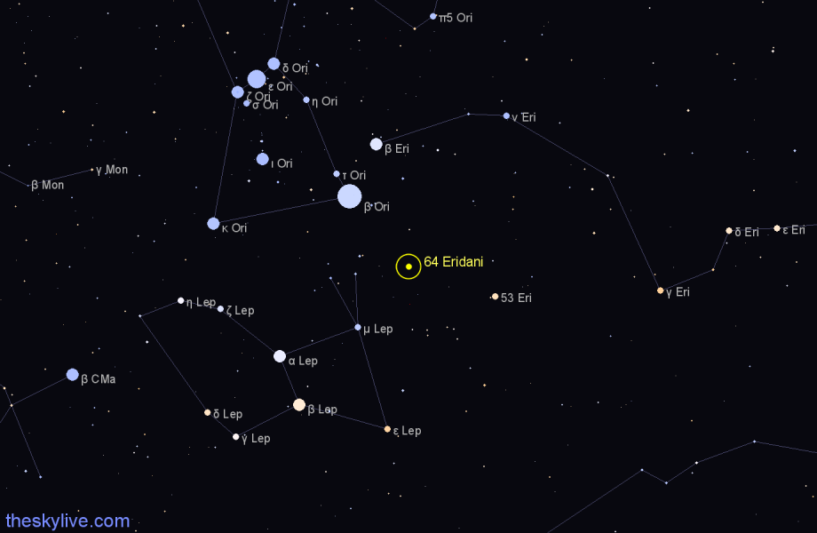 Finder chart 64 Eridani star