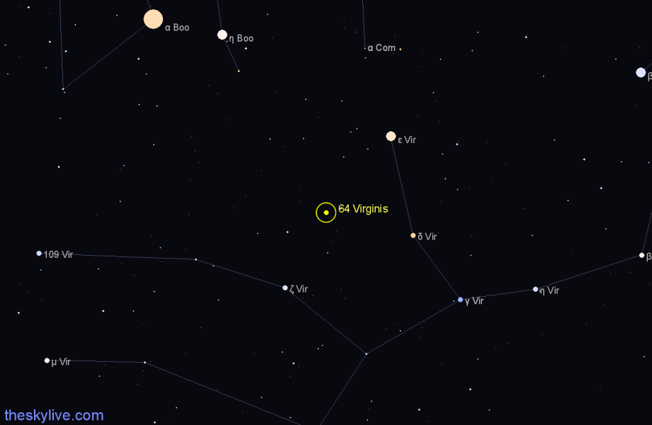 Finder chart 64 Virginis star