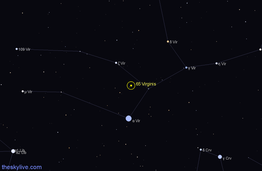 Finder chart 65 Virginis star