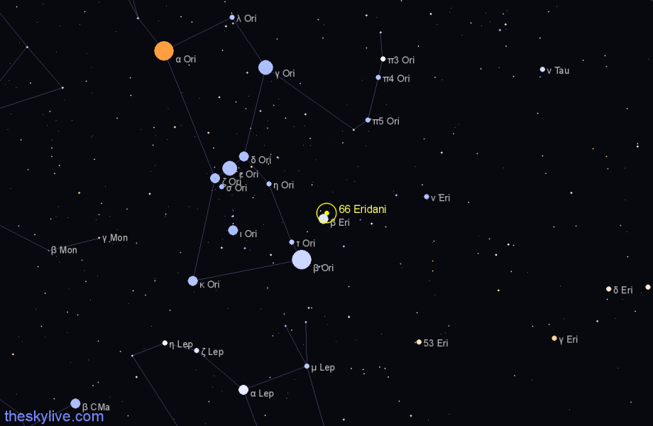 Finder chart 66 Eridani star