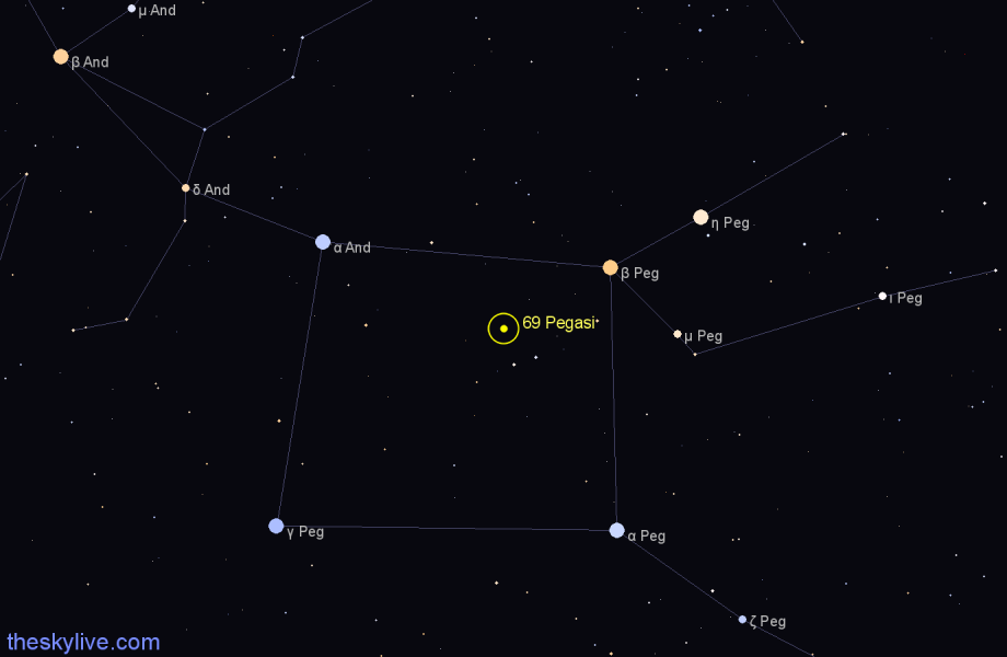 Finder chart 69 Pegasi star