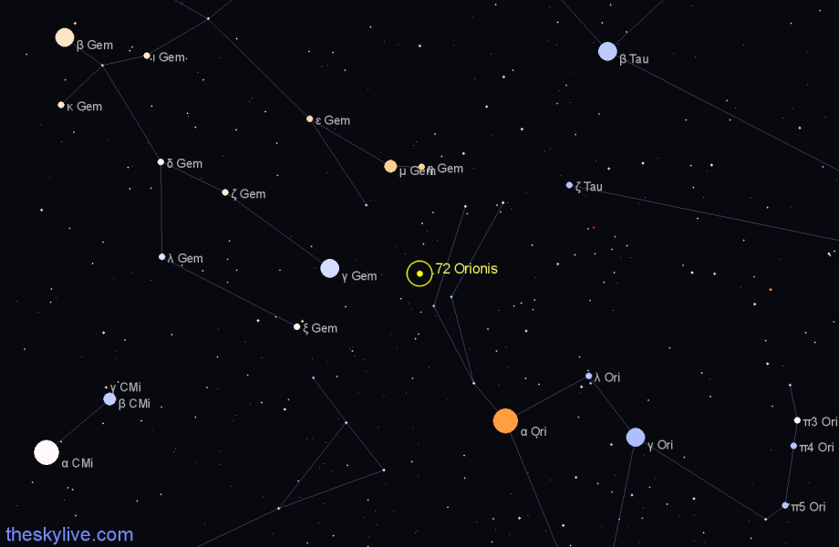 Finder chart 72 Orionis star