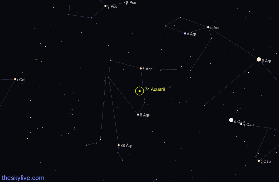 Finder chart 74 Aquarii star