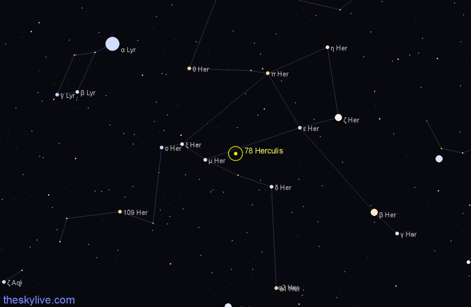 Finder chart 78 Herculis star