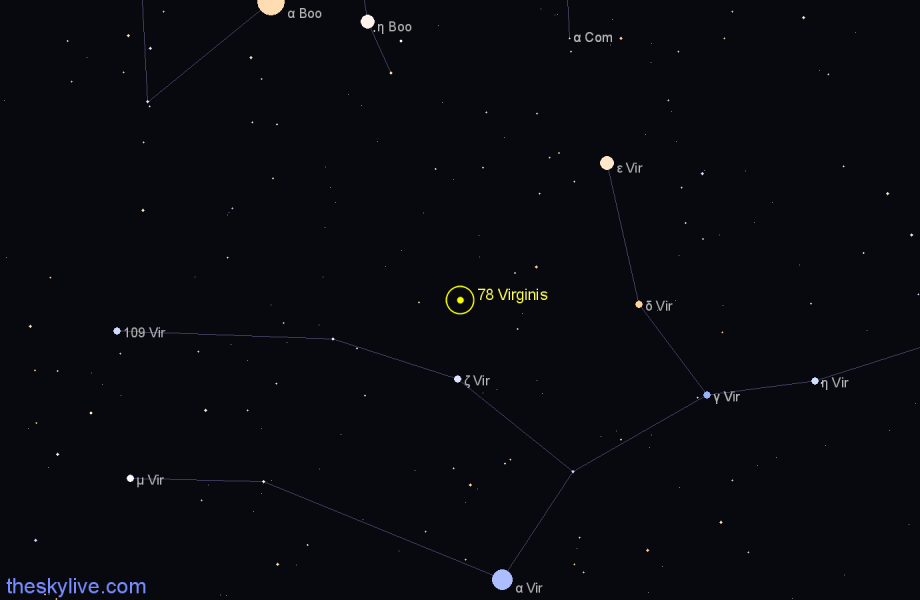 Finder chart 78 Virginis star