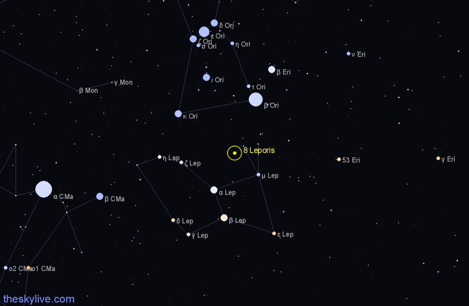 Finder chart 8 Leporis star