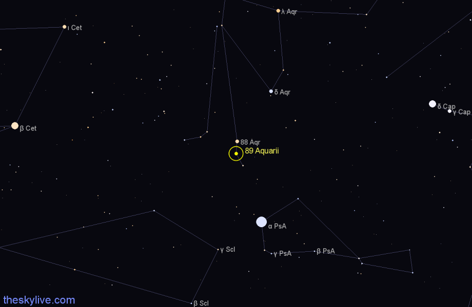 Finder chart 89 Aquarii star
