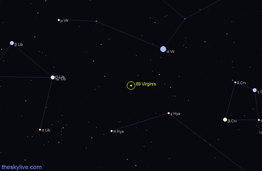 Finder chart 89 Virginis star