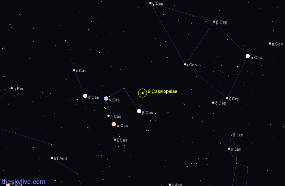 Finder chart 9 Cassiopeiae star