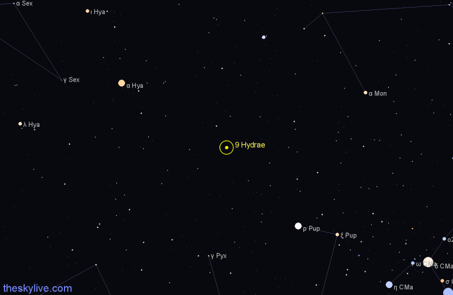 Finder chart 9 Hydrae star