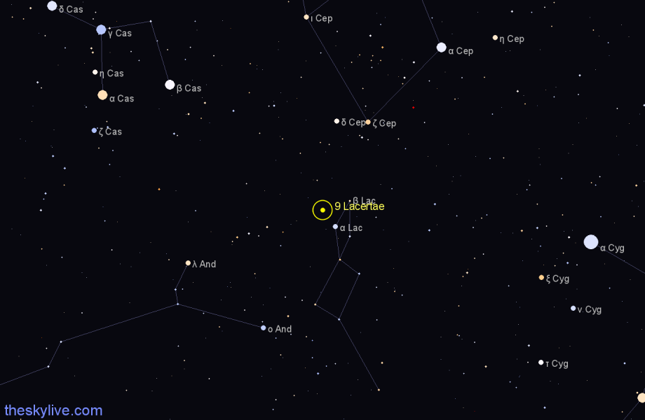 Finder chart 9 Lacertae star