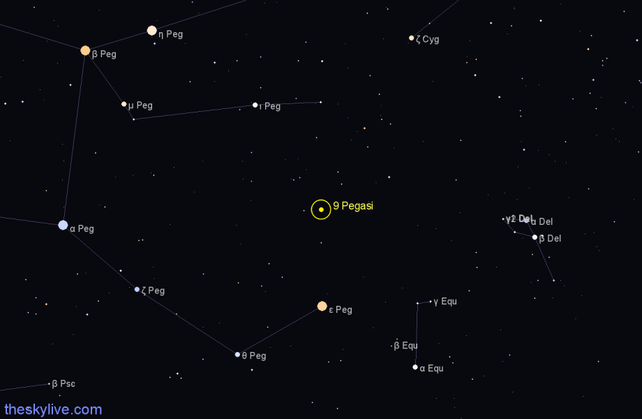 Finder chart 9 Pegasi star